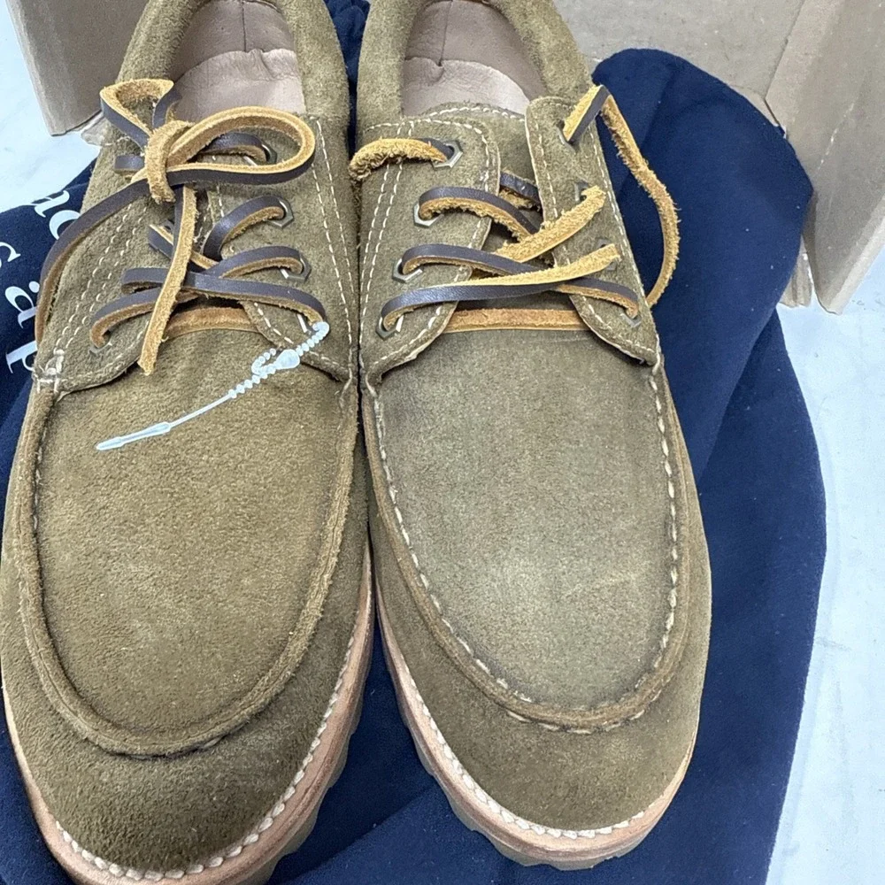 Mens 10 Taylor Stitch Ridge Moc Shoes Vibram Suede Leather Brown Tan Lace Up